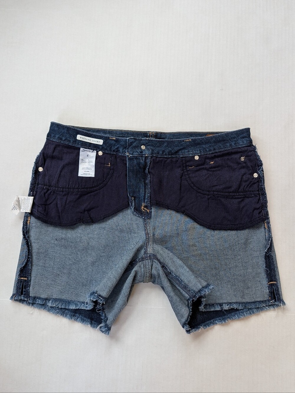 Seven7 The Weekend Short Frayed Hem Denim Jean Shorts 6 Curious Indigo Wash - Picture 8 of 13